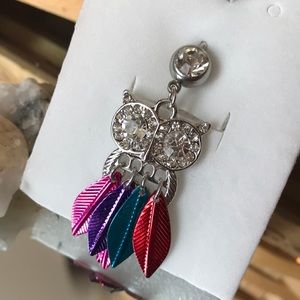 Brand New Hanging Owl Belly Button Ring